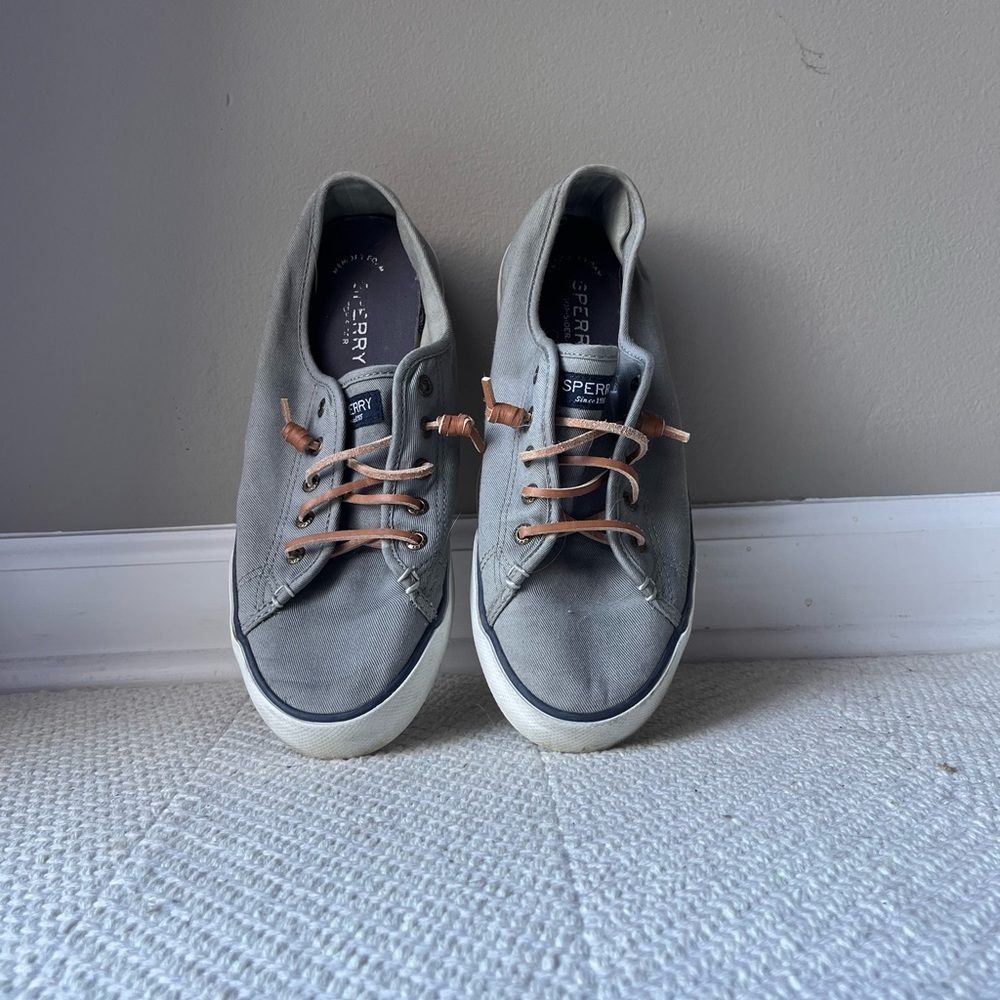 Grey Sperry Slip ons